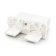 Guantera plástica blanca con tapa y cierre con llave + Portavasos
