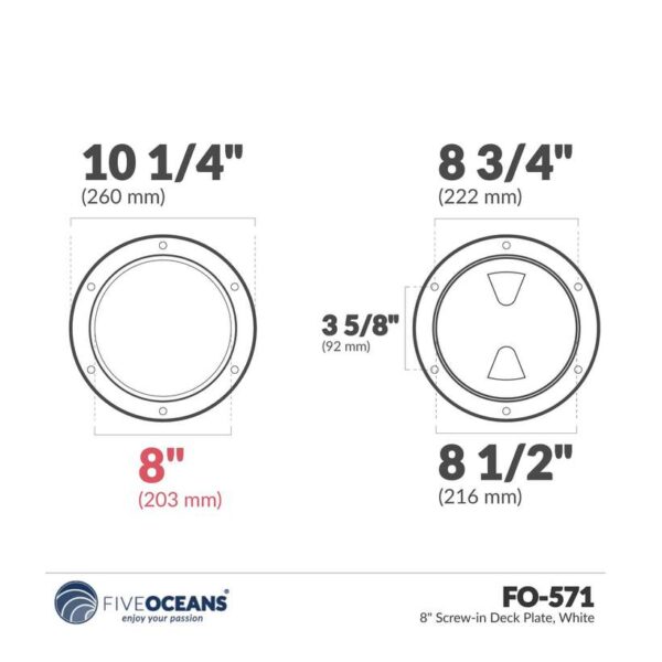 Tapa estanco plástica blanca redonda – Diámetro 203mm (8″)