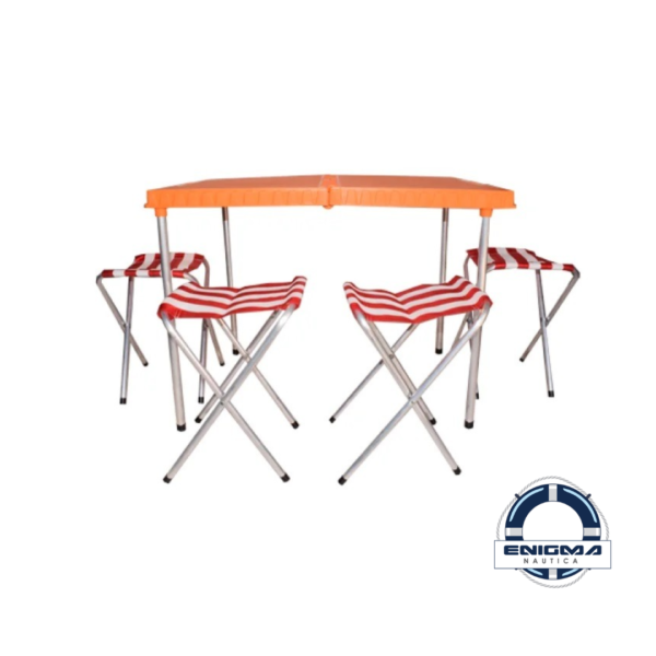 Mesa Plegable con 4 banquitos tijera PIK-NIK