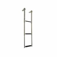 Escalera Telescópica Inoxidable sobre plataforma de 3 escalones negros