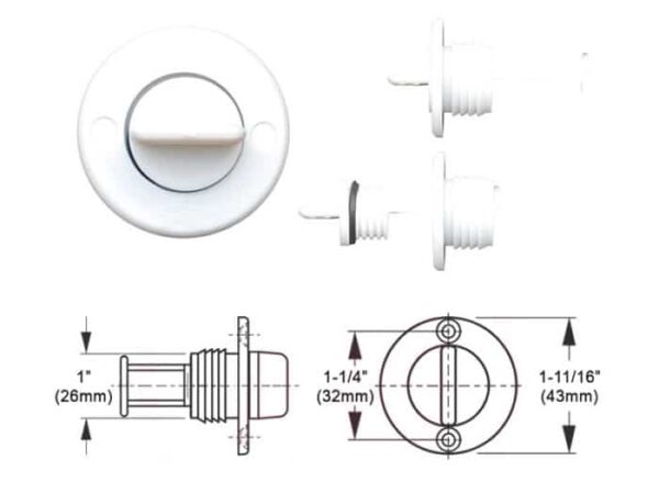 Tapón de achique con plástico y oring de goma
