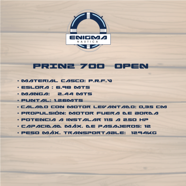 Prinz 700 Open Trakker Open de Astillero Prinz Boats