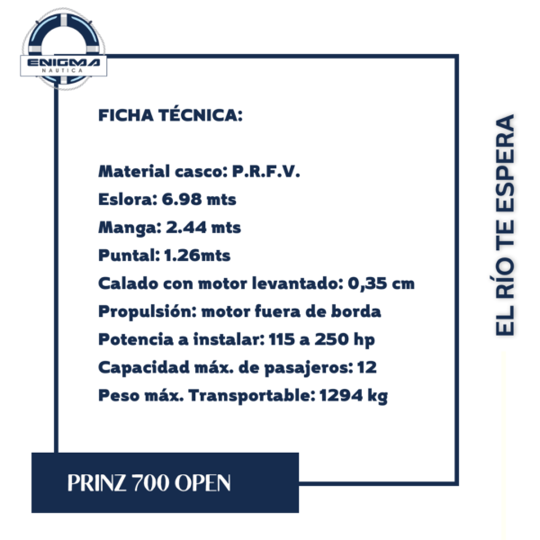 Prinz 700 Open Trakker Open de Astillero Prinz Boats