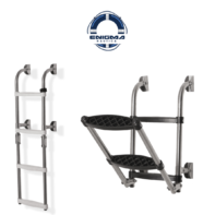 Escalera Plegable 4 Escalones de acero inoxidable con escalones plásticos