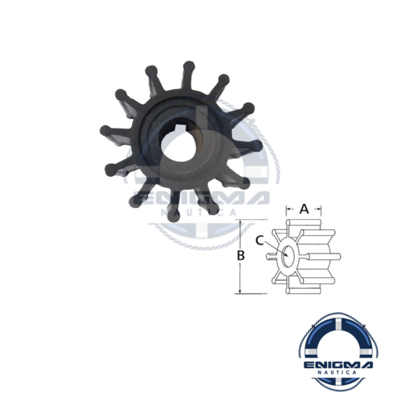 Rotor 1210-0001 Rx Johnson 1027B Volvo 860203 87 Yanmar 129670-42531 Onan 132-0162 Nanni Nº16116