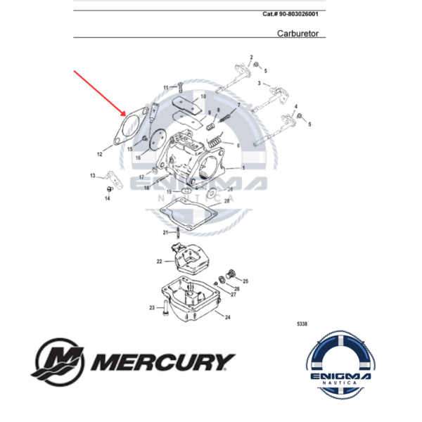 Junta base carburador Mercury 40 al 225 hp 8144461
